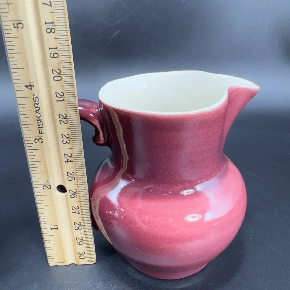 1940s Red Wing Normandy Pottery Burgundy‎ Sugar And Creamer Set 2 With Lid VTG